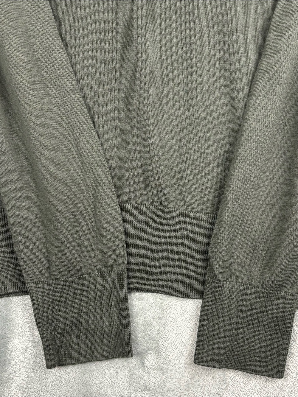 AllSaints Sweater Mens XL Green Nomo Crew Wool Blend Pullover Logo Tight Knit - Picture 6 of 16